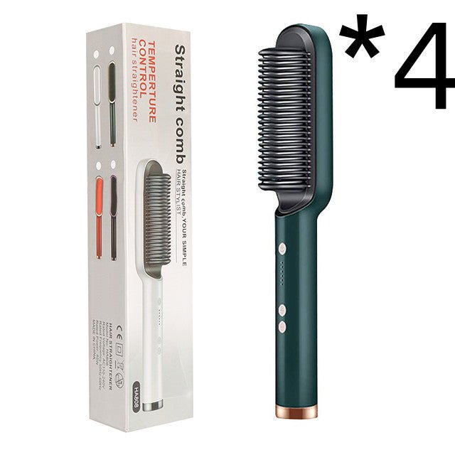 New 2 In 1 Hair Straightener Hot Comb Negative Ion Curling Tong Dual - purpose Electric Hair Brush - Ms.Rubies Beauty Shop