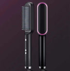 New 2 In 1 Hair Straightener Hot Comb Negative Ion Curling Tong Dual - purpose Electric Hair Brush - Ms.Rubies Beauty Shop