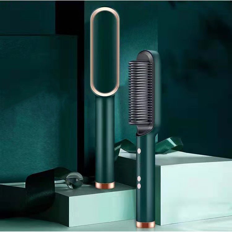 New 2 In 1 Hair Straightener Hot Comb Negative Ion Curling Tong Dual - purpose Electric Hair Brush - Ms.Rubies Beauty Shop