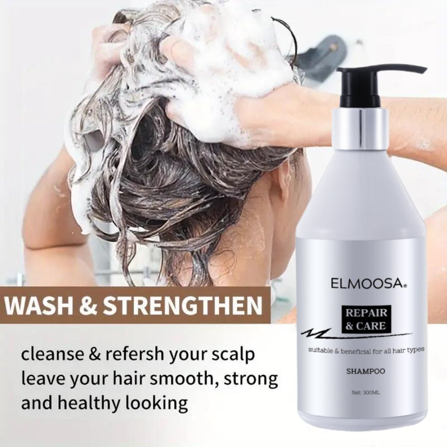 ELMOOSA Repair&Care Shampoo,100ml&300ml,Smooths And Shines Your Hair For All Hair Types Hair Care Cleanser Comfort - Ms.Rubies Beauty Shop