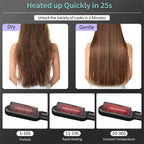 New 2 In 1 Hair Straightener Hot Comb Negative Ion Curling Tong Dual - purpose Electric Hair Brush - Ms.Rubies Beauty Shop