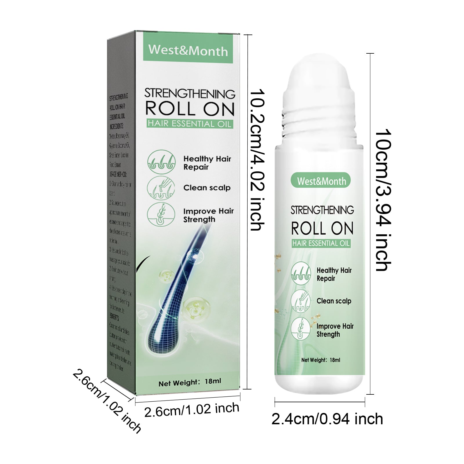 West&Month Hair Roller Balls Scalp Massage Moisturizing Hair Roots Thickening Hair Hair Treatment Roller Balls Essential Oil - Ms.Rubies Beauty Shop