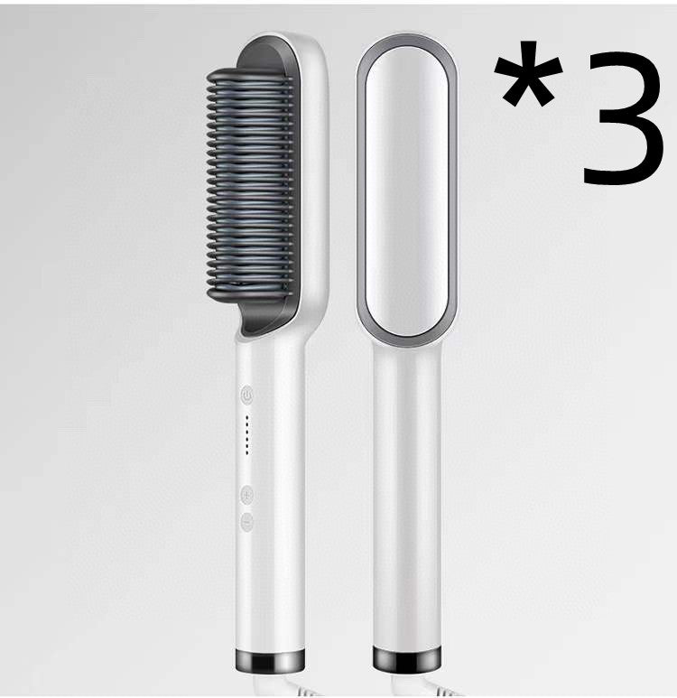 New 2 In 1 Hair Straightener Hot Comb Negative Ion Curling Tong Dual - purpose Electric Hair Brush - Ms.Rubies Beauty Shop