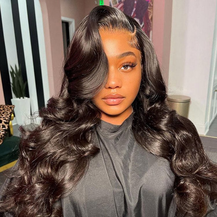 4x7 Lace Closure Wig Human Hair Natural Color Body Three - Dimensional Wave Density - Ms.Rubies Beauty Shop