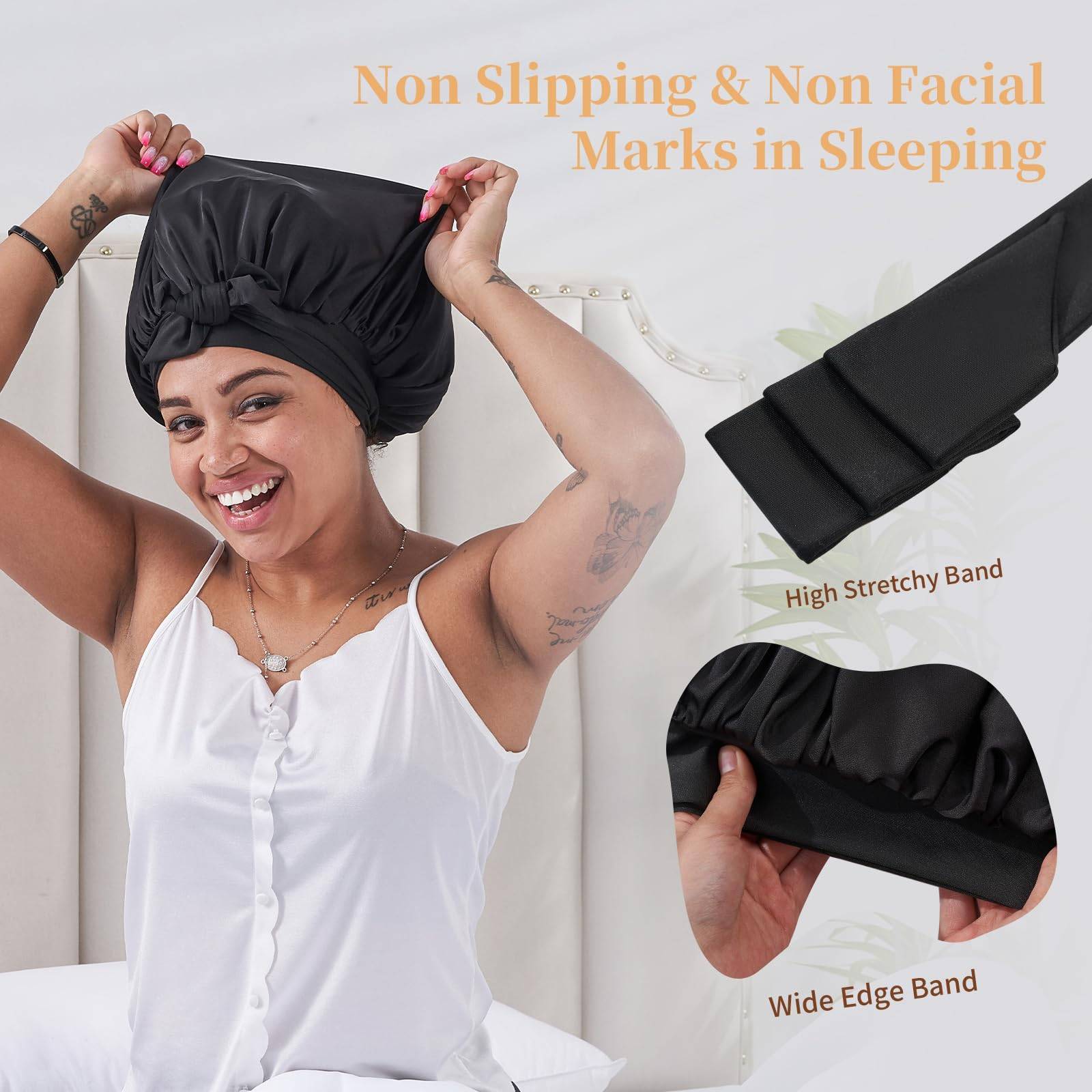 Silk Bonnet, Satin Hair Bonnet For Sleeping For Wavy Curly Natural Hair - Ms.Rubies Beauty Shop