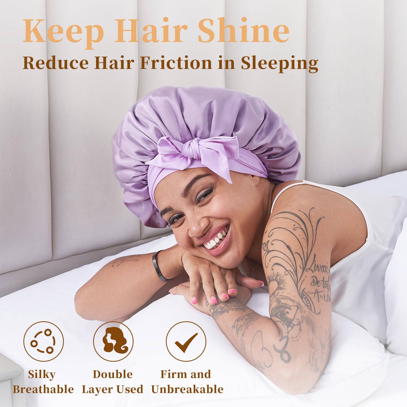 Silk Bonnet, Satin Hair Bonnet For Sleeping For Wavy Curly Natural Hair - Ms.Rubies Beauty Shop