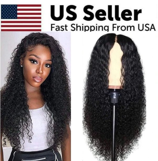 AA Hair Front Wig Womens Brazilian Human Long Curly Lace Wavy Hair Wigs US - Ms.Rubies Beauty Shop