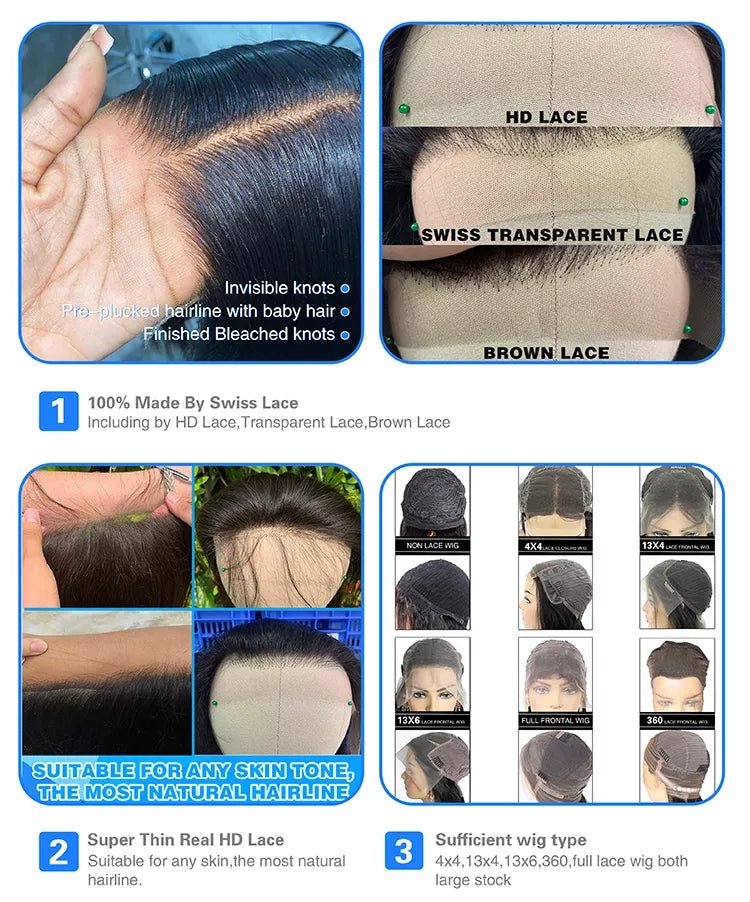 6x4 Density Virgin Human Hair Wigs For Black Women Vietnamese Raw Hair Transparent Lace Front Pre - Plucked Bleached Knots - Ms.Rubies Beauty Shop