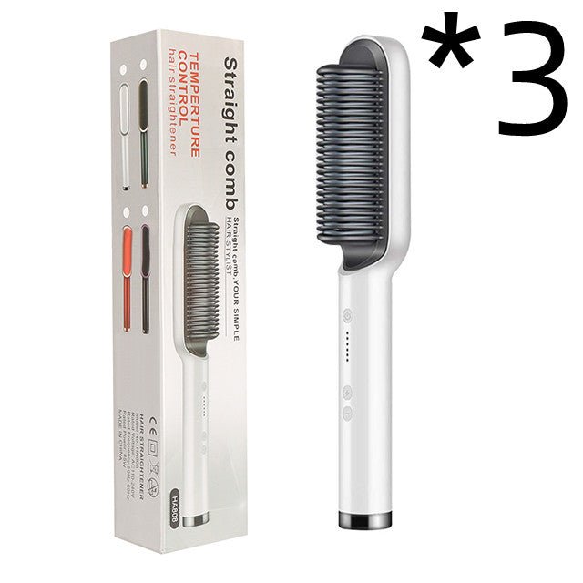 New 2 In 1 Hair Straightener Hot Comb Negative Ion Curling Tong Dual - purpose Electric Hair Brush - Ms.Rubies Beauty Shop