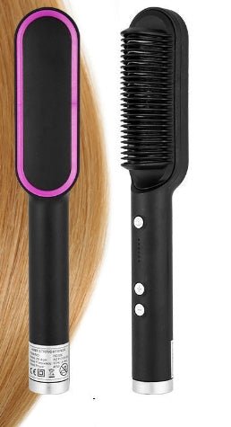 New 2 In 1 Hair Straightener Hot Comb Negative Ion Curling Tong Dual - purpose Electric Hair Brush - Ms.Rubies Beauty Shop