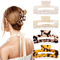 4Pcs Tortoise Hair Claw Clips, Acetate Hair Claw Clip Acrylic French Hair Banana Barrettes Jaw Clips, Stylish Hair Accessories For Women 3.15 Inch Fashion Strong Hold For Thick Thin Hair,442 - 9838 - G14 - Ms.Rubies Beauty Shop