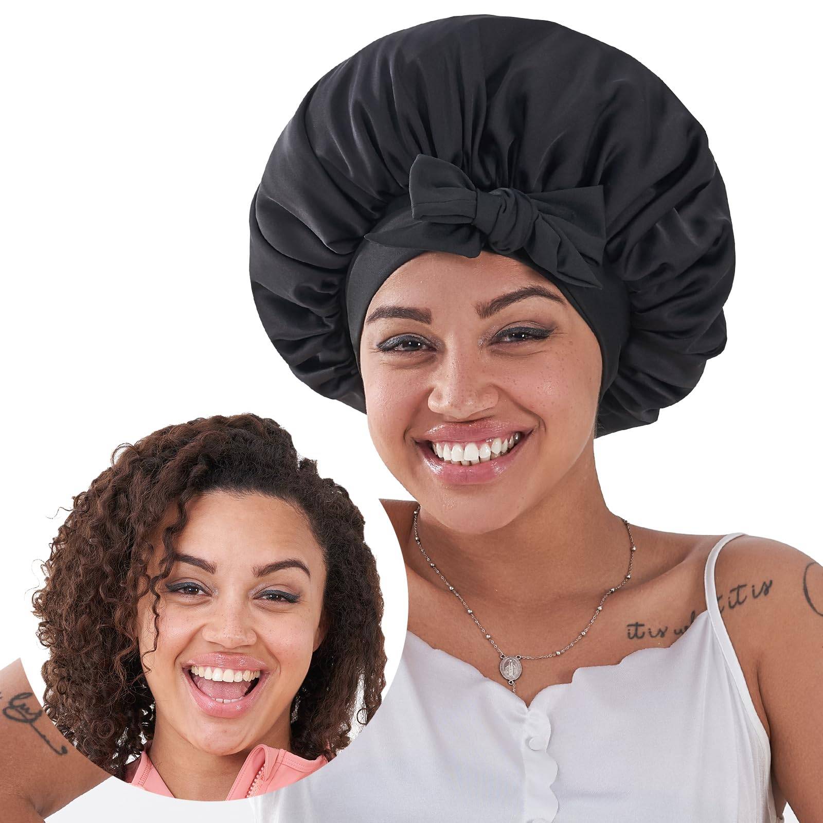 Silk Bonnet, Satin Hair Bonnet For Sleeping For Wavy Curly Natural Hair - Ms.Rubies Beauty Shop