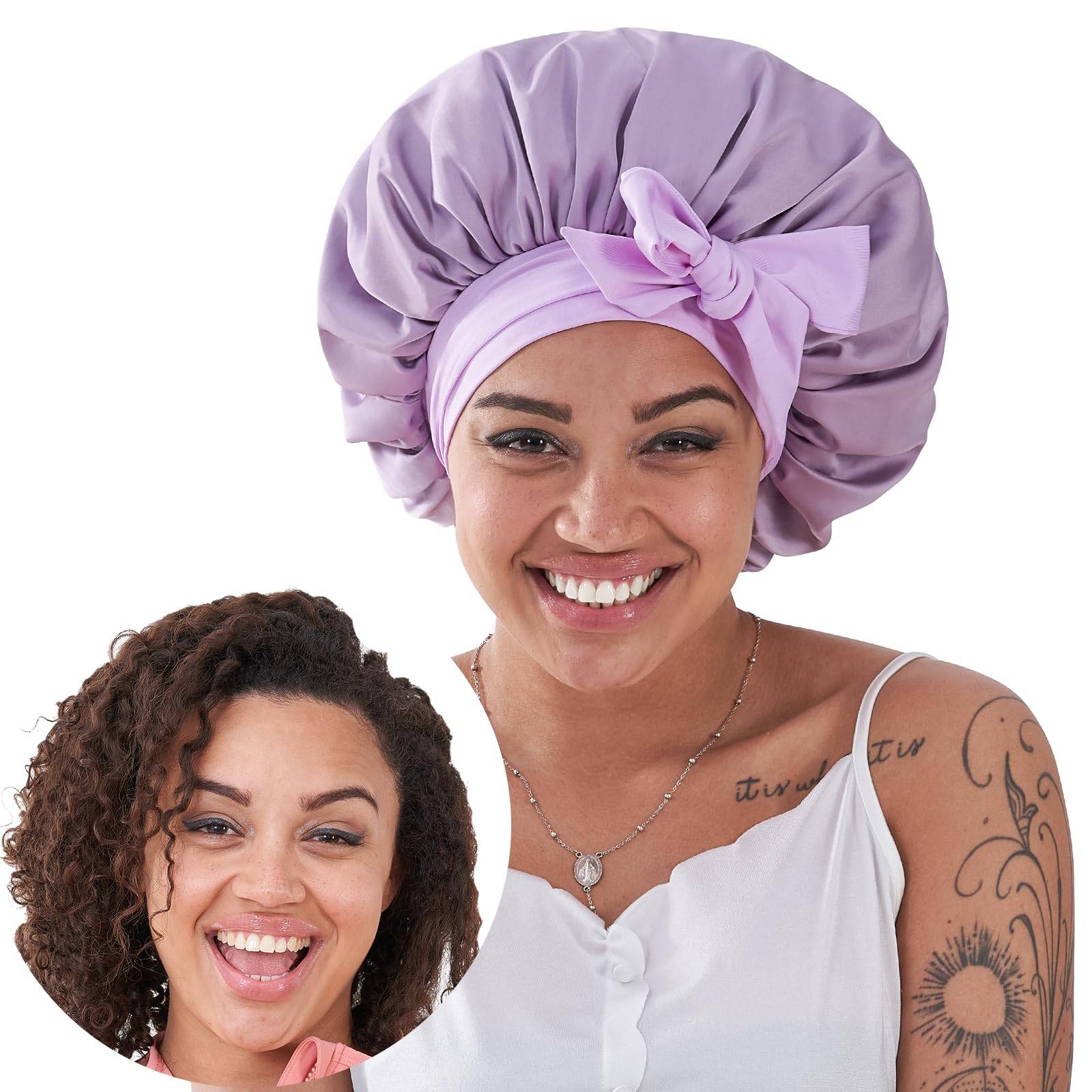 Silk Bonnet, Satin Hair Bonnet For Sleeping For Wavy Curly Natural Hair - Ms.Rubies Beauty Shop